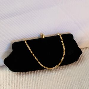 Bobbie Jerome Black Velvet Clutch with Gold Chain Strap